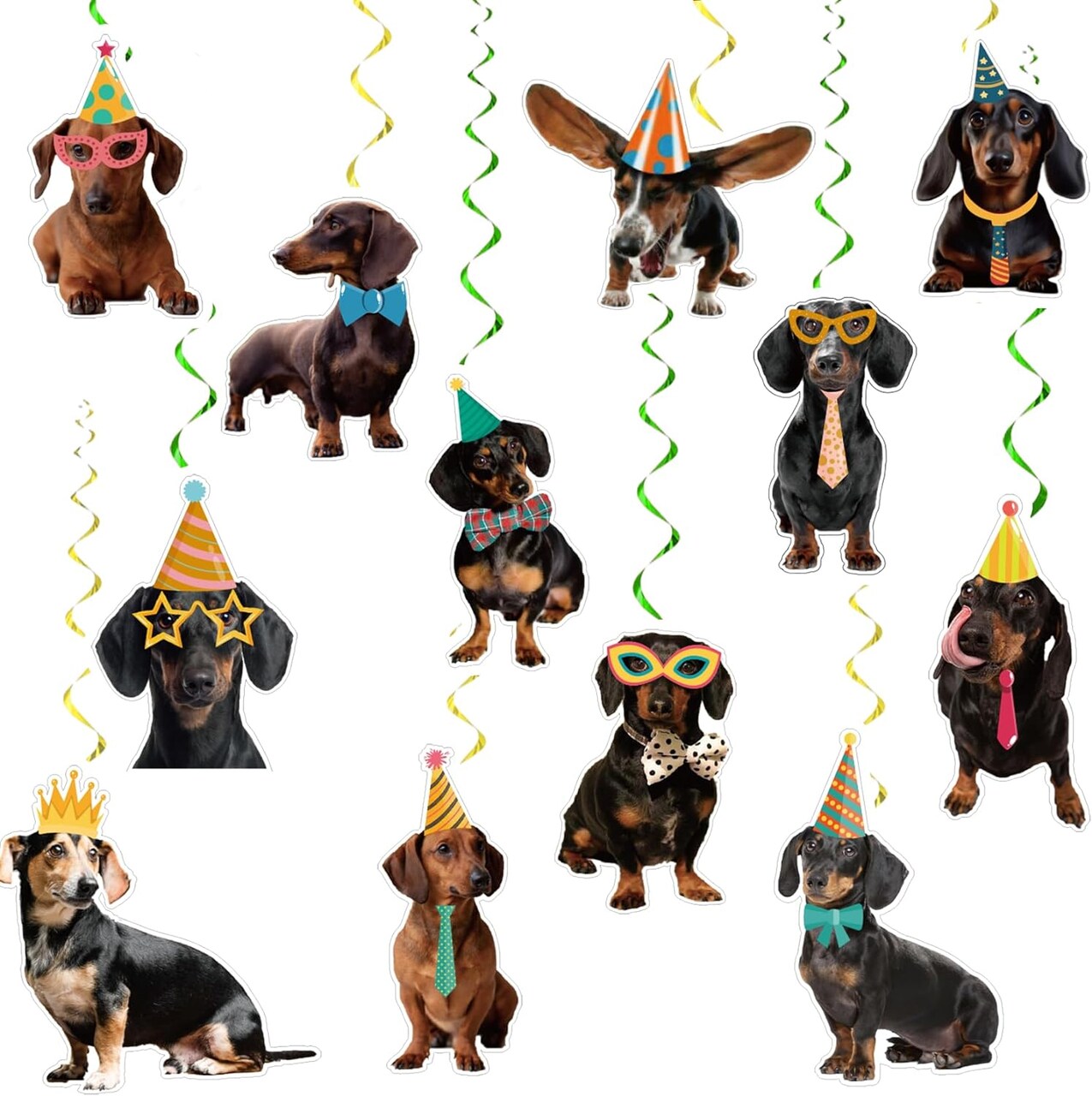 24 Pcs Dachshund Hanging Decorations Dachshund Hanging Swirls Ceiling Swirls Dachshund Birthday Party Supplies for Dachshund Party Decorations Funny Dog Decorations